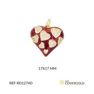 Dije covergold corazon resina roja corazones circón blanco 17x17mm x und