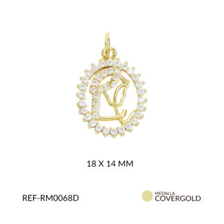 Medalla covergold ovalada silueta virgen circón blanco 18x14mm x und