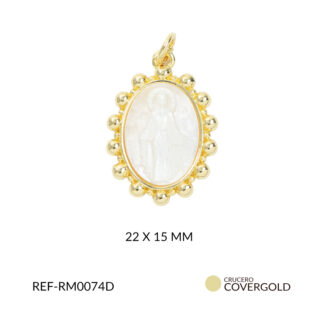 Medalla covergold ovalada puntos virgen milagrosa en nacar 22x15mm x und