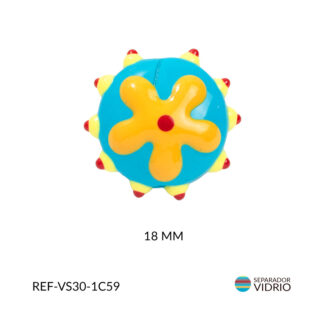 Separador vidrio redondo azul flor naranja 18mm x und