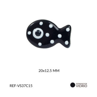 Separador vidrio pez negro puntos blanco 20x12.5mm x und