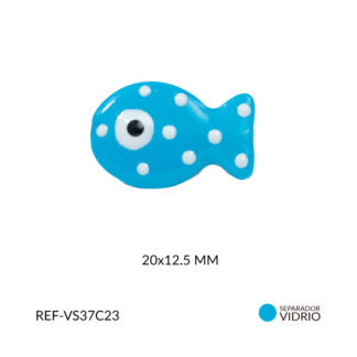 Separador vidrio pez azul claro puntos blanco 20x12.5mm x und