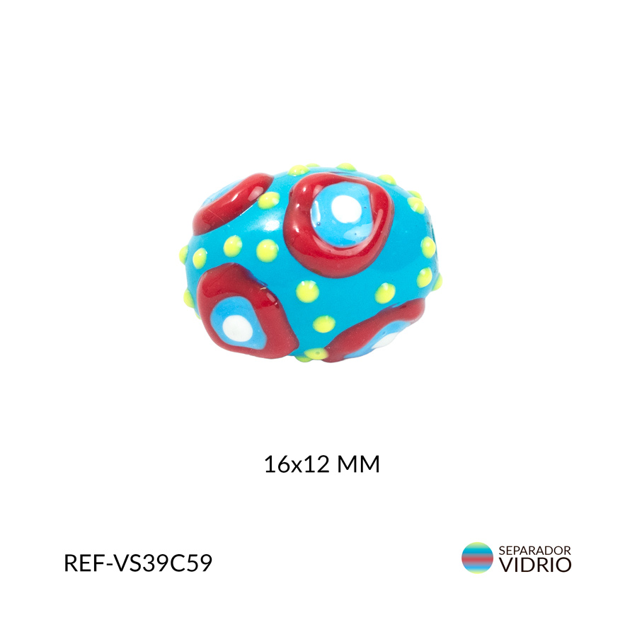 Separador vidrio ovalado azul h 16x12mm x und