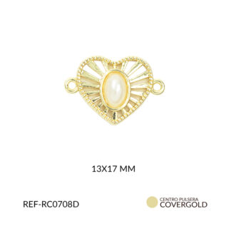 Centro pulsera covergold corazón aplique perla 13x17mm