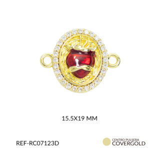Centro pulsera covergold ovalado sagrado corazón rojo circones