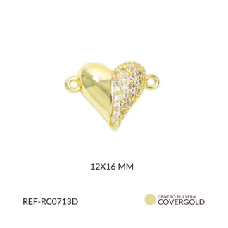 Centro pulsera covergold corazón combinado circones y liso 12x16mm