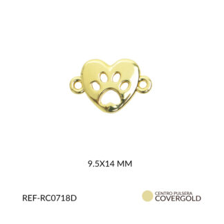 Centro pulsera covergold corazón huella mascota 9.5x14mm