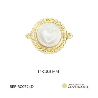 Centro pulsera covergold sagrado corazón con cruz en nácar 14x18.5mm