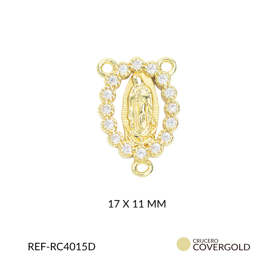 Crucero covergold silueta virgen de guadalupe circón blanco 17x11mm x und