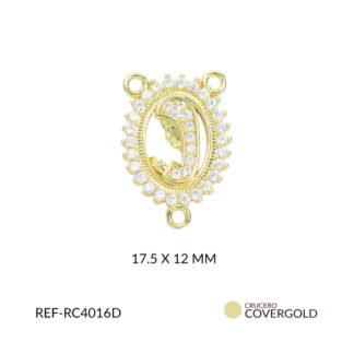 Crucero covergold silueta virgen mística circón blanco 17.5x12mm x und