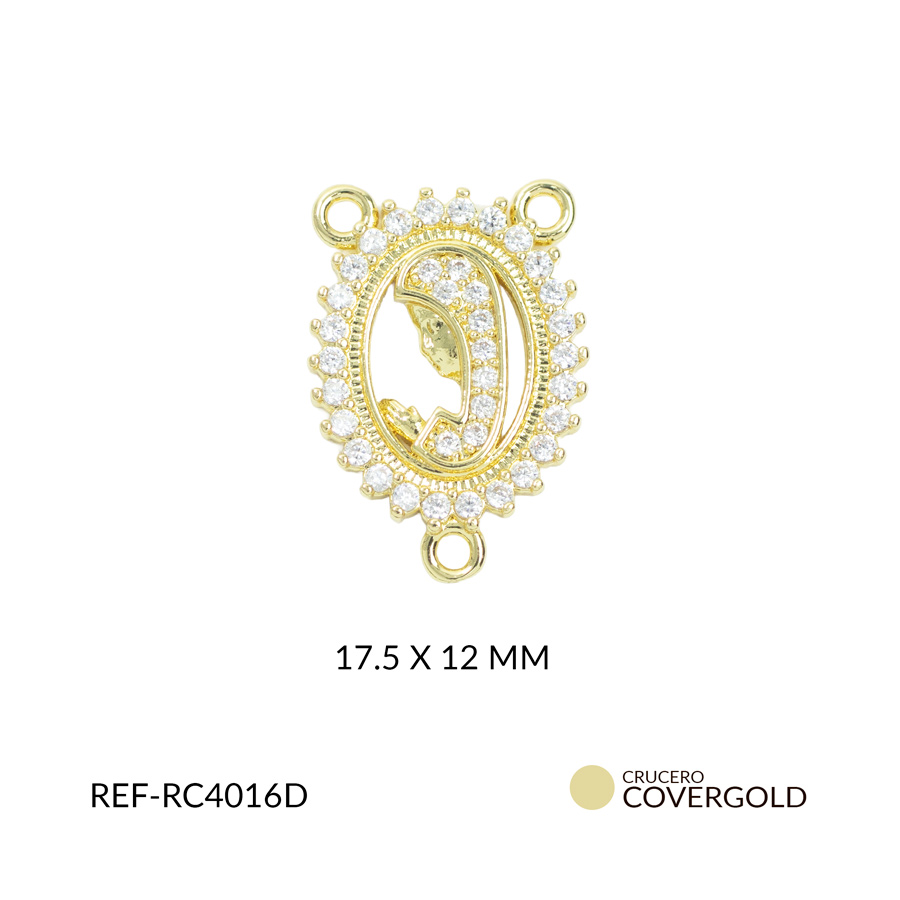 Crucero covergold silueta virgen mística circón blanco 17.5x12mm x und