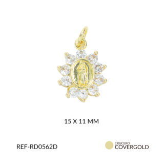 Dije covergold virgen de guadalupe circón blanco 15x11mm x und