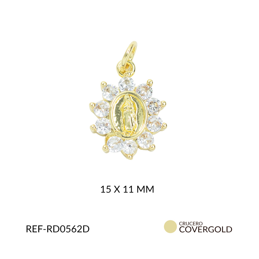 Dije covergold virgen de guadalupe circón blanco 15x11mm x und