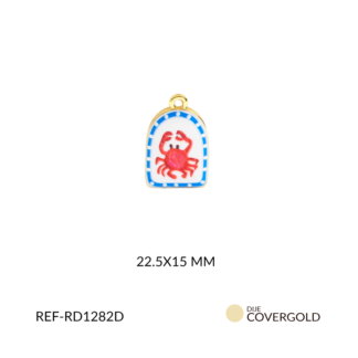 Dije covergold blanco con cangrejo rojo 22.5 x 15 mm