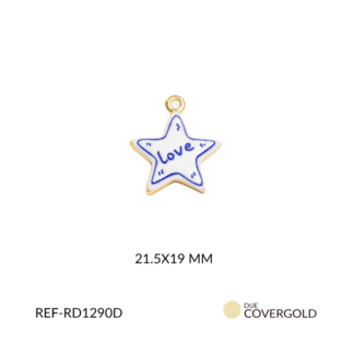 Dije covergold estrella blanco con letras love 21.5 x 19 mm