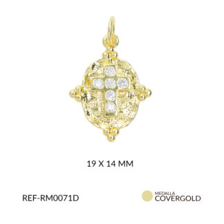 Medalla covergold ovalada cruz con circón blanco 19x14mm x und