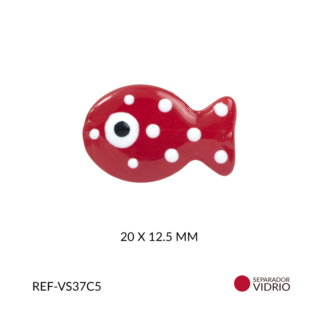 Separador vidrio pez rojo puntos blanco 20x12.5mm x und
