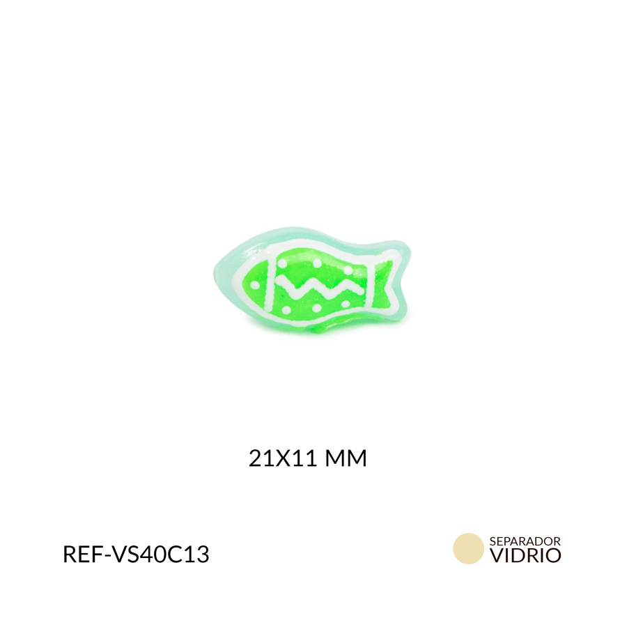 Separador de vidrio pez Fondo verde claro 21 x 11 mm