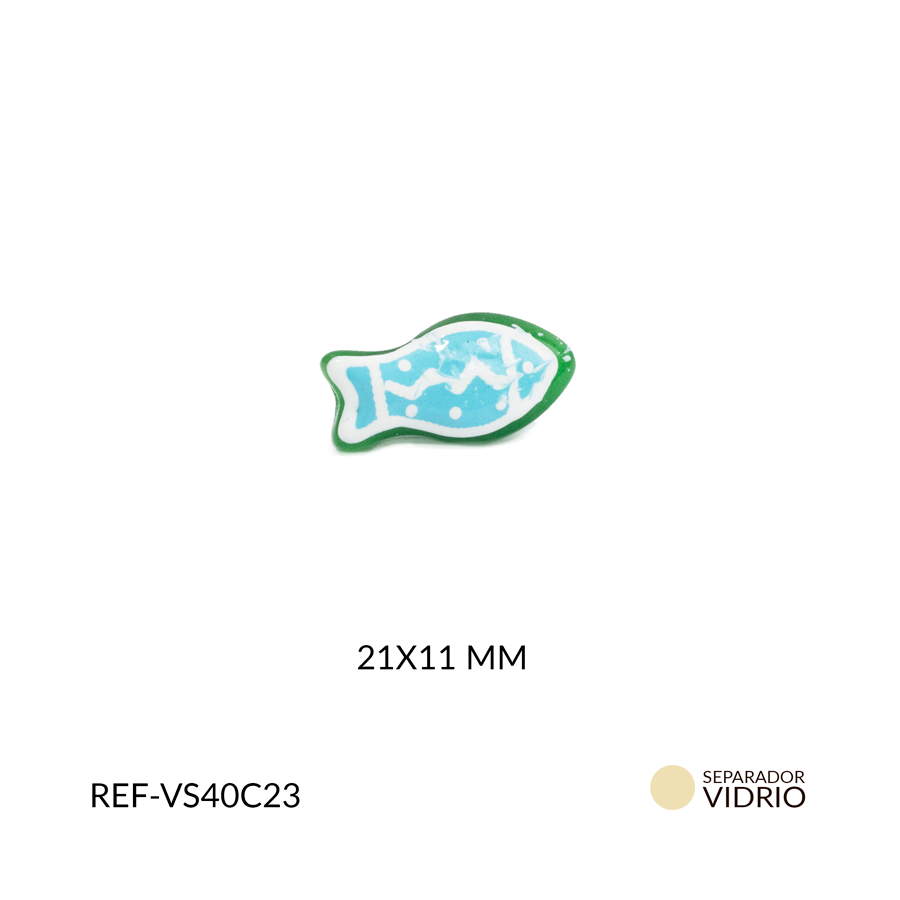 Separador de vidrio pez Fondo azul claro 21 x 11 mm