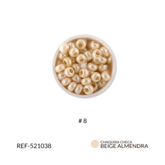 Mostacilla checa perlado beige almendra #8 x 25gramos