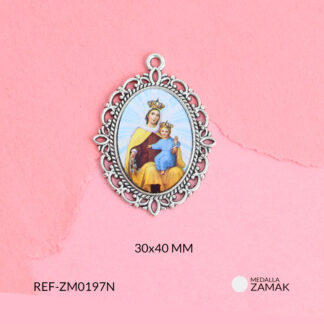 Medalla zamak ovalada virgen del carmen en resina 30x40mm x und