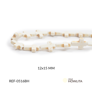 Howlita cruz blanco hueso 12*15mm x sarta