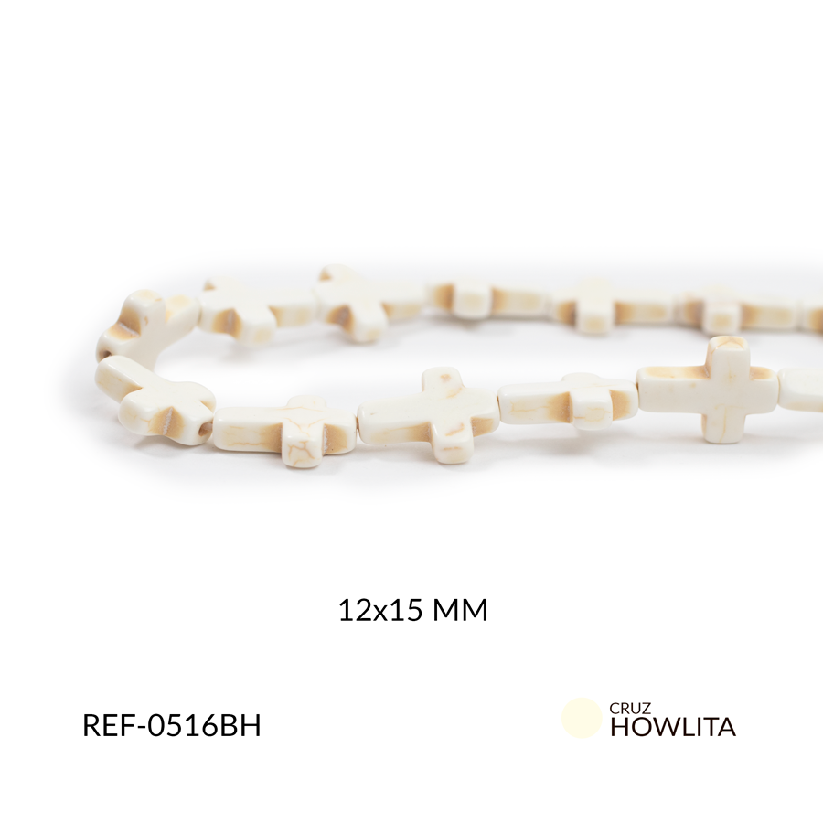Howlita cruz blanco hueso 12*15mm x sarta