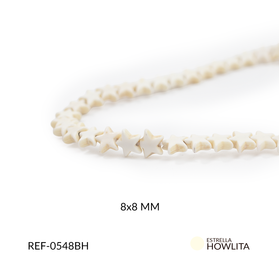 Howlita estrella blanco hueso 8x8mm x sarta