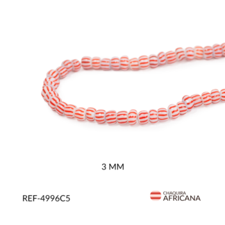 Chaquira africana imitación blanco y rojo 3mm x sarta