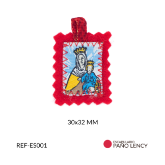 Escapulario paño lency rojo virgen del Carmen 30x32mm x und