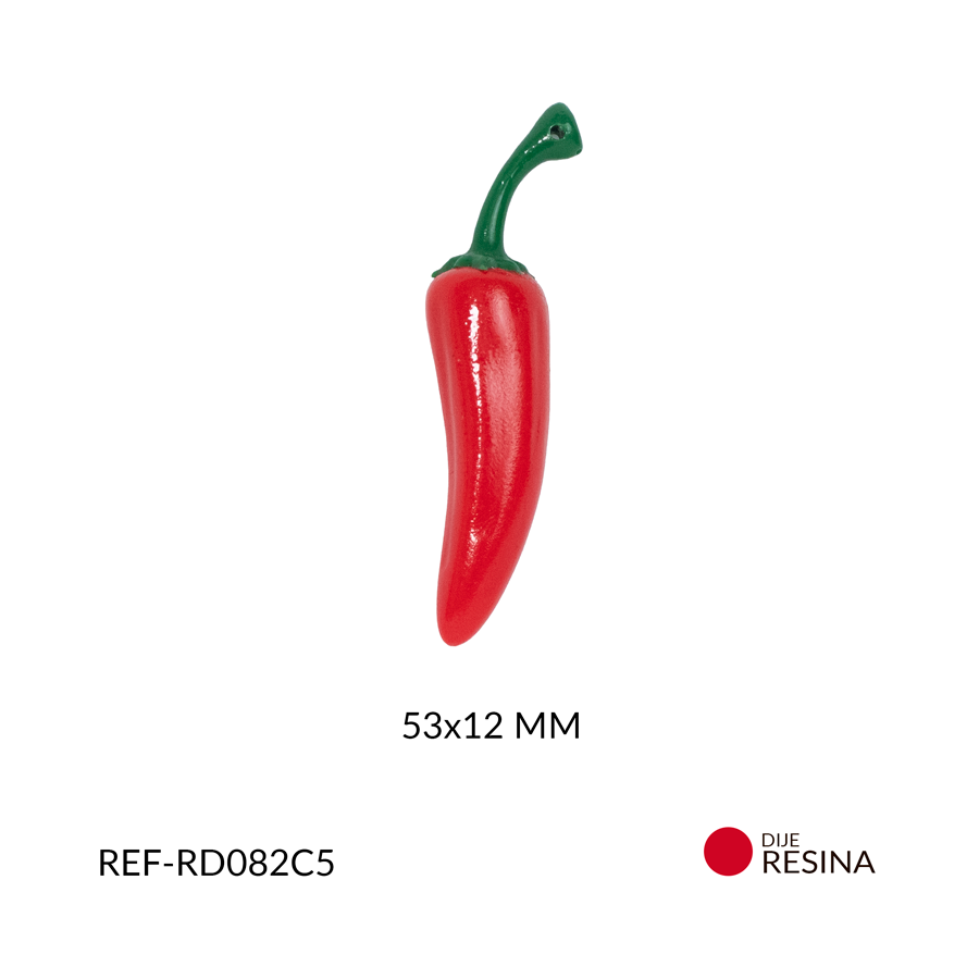 Dije resina Chile rojo 53x12 mm x unidad