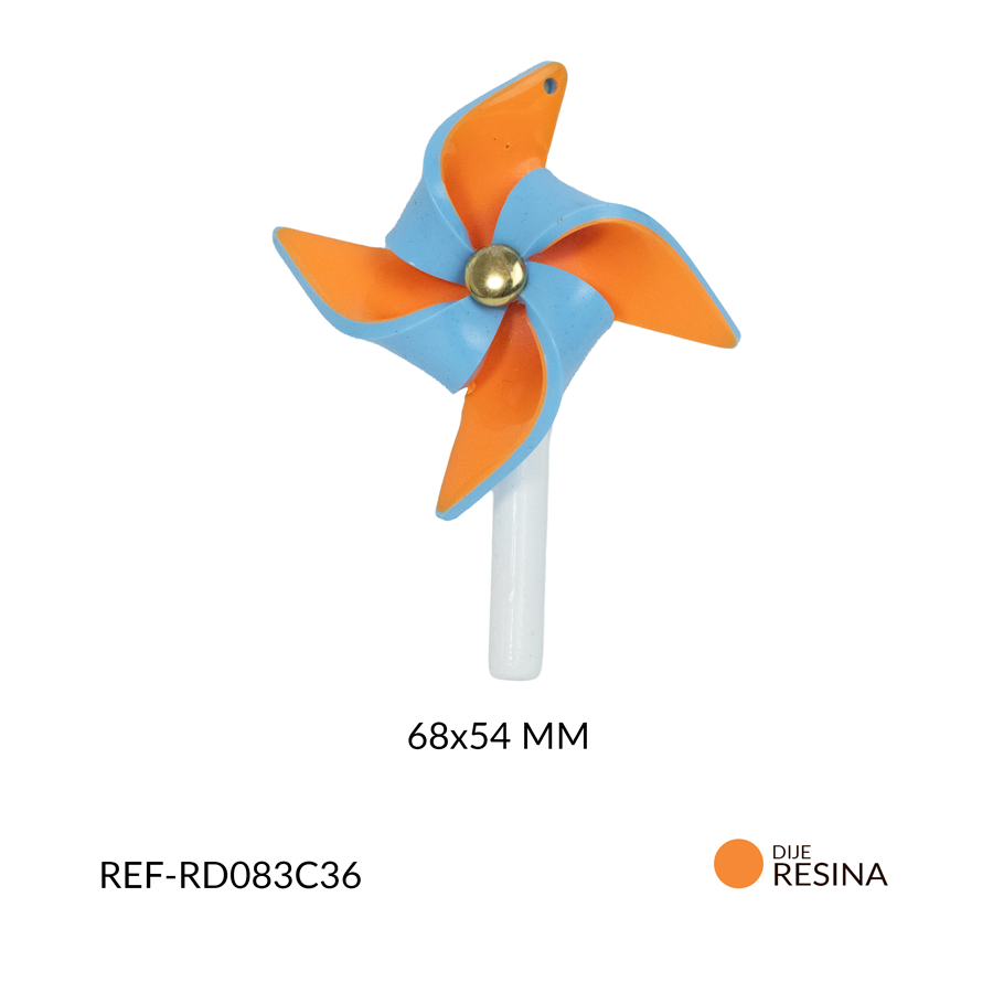 Dije ringlete naranja con azul 68x54mm x und