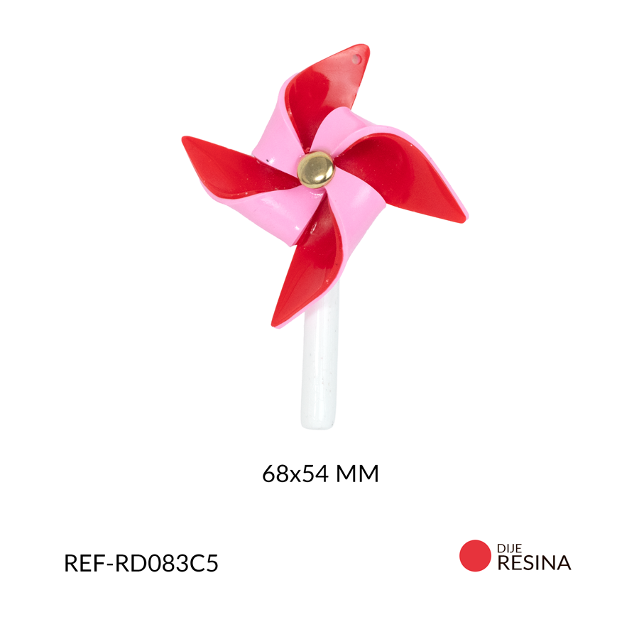 Dije ringlete rojo con rosado 68x54mm x und