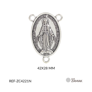 Crucero zamak ovalada virgen milagrosa 42x28mm x unidad