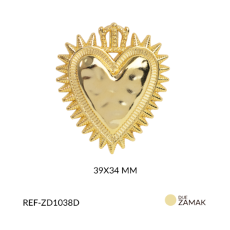 Dije zamak corazon con destellos 39x34mm x unidad