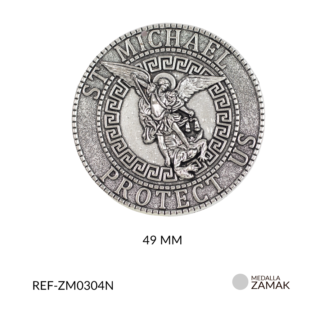Medalla zamak redondo san miguel arcángel 49mm x und