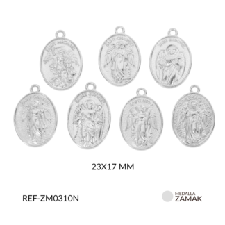 Medalla zamak 7 arcángeles 23x17mm x paquete